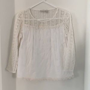 White 3/4 lace sleeve top